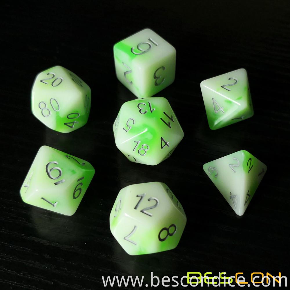Luminous Jade Game Dice Set 4